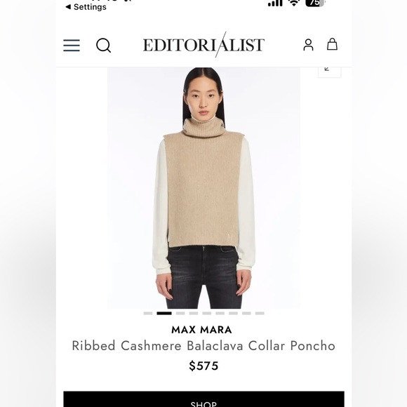 MAX MARA Ribbed Cashmere Balaclava Collar Poncho in Navy NWOT One Size - Picture 12 of 12